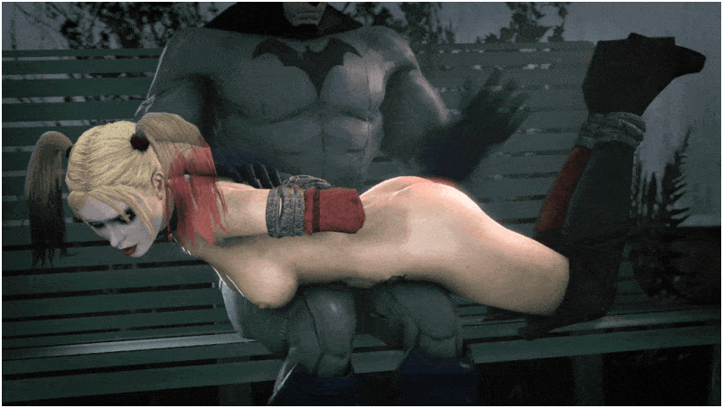 harley quinn gets a park bench spanking from the batman