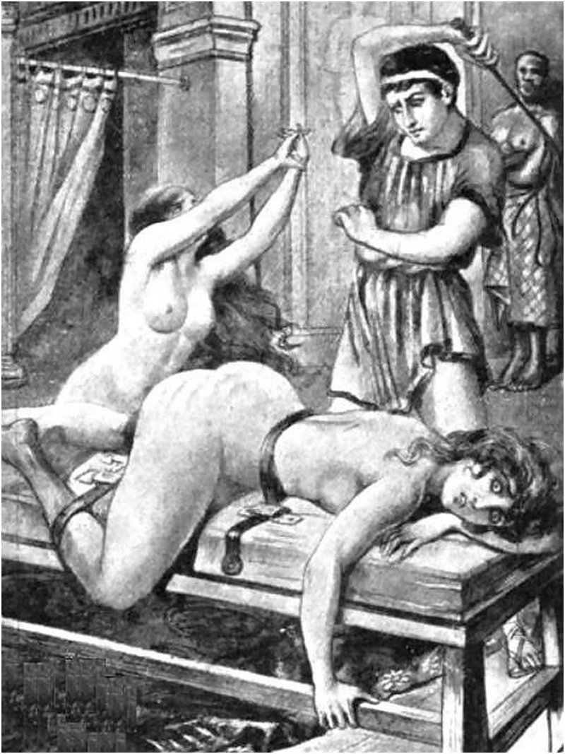 spanking bench whipping with a greek or roman classical feel
