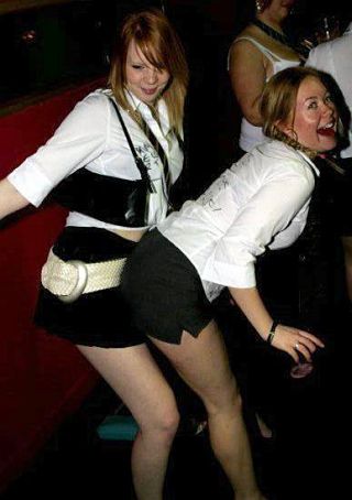 college girls laughing and spanking at disco party