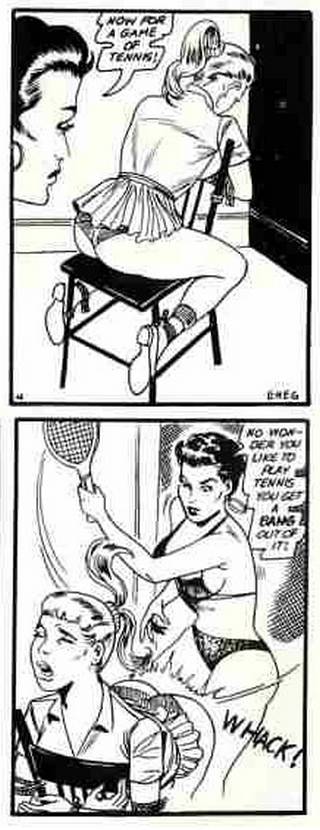 spanked with a tennis racquet