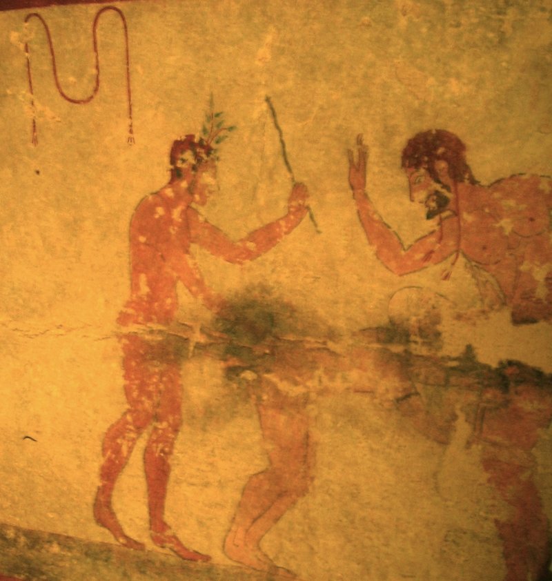 etruscan tomb art of an erotic ? flogging