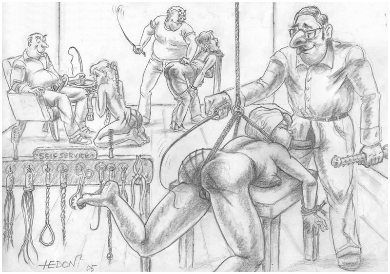 three brutal gentlemen are enjoying blowjobs and harsh bondage whipping at their BDSM fellatio party