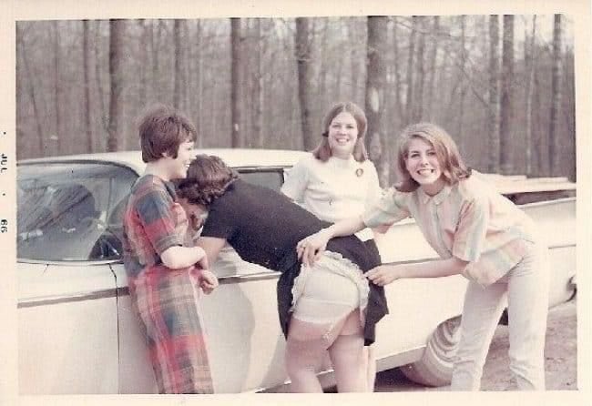 1960s sorority girl bent over for a panties inspection