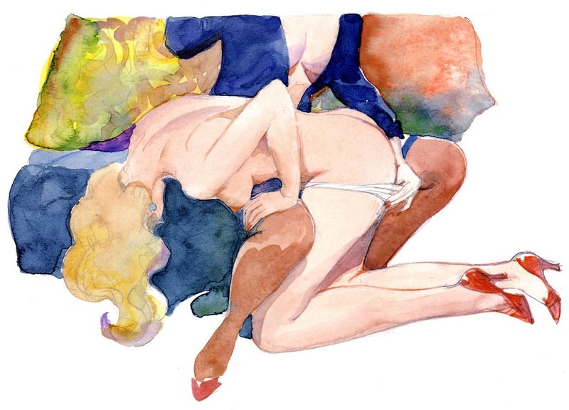 otk spanking art colorful watercolor by frollo
