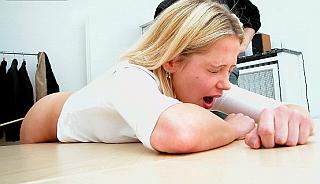 cute blonde in agony from her caning