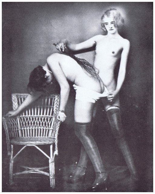 lesbian bares her girlfriend's bottom for a birching