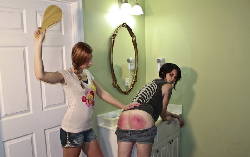 hard bruising wooden paddle spanking for a rebellious adult daughter
