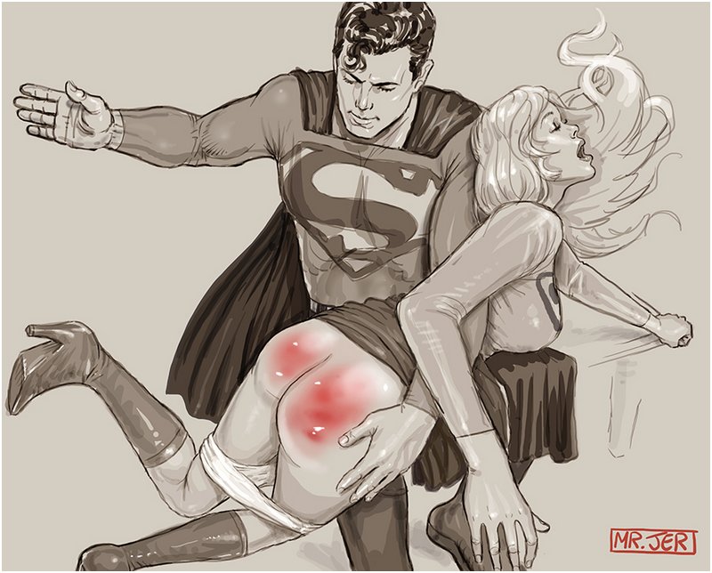 supergirl appears to have an orgasm while getting spanked by superman