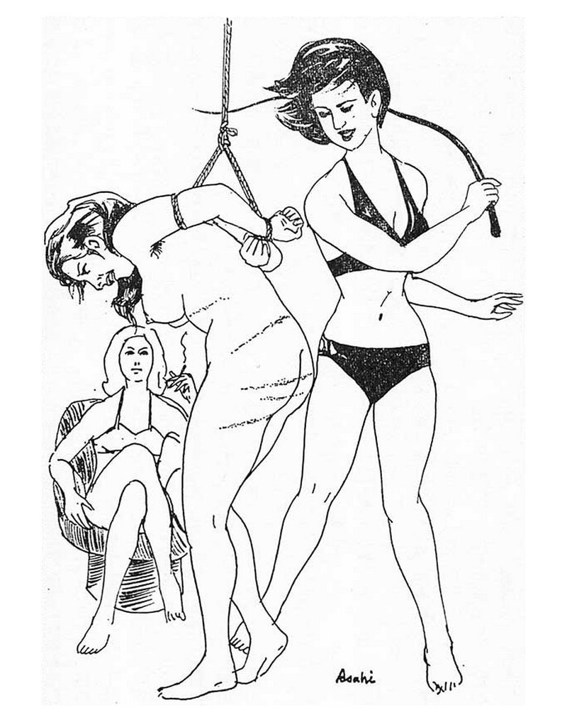 woman whipped while another woman watches and smokes