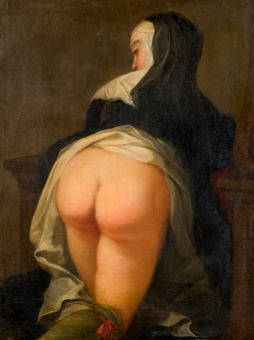 kneeing nun bares her bottom for punishment