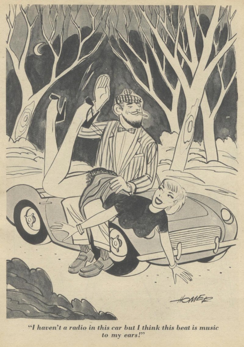 beatnik with a tiny car spanks his enthusiastic girlfriend
