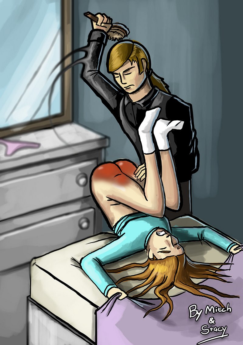 bedroom spanking with a hairbrush or bath brush