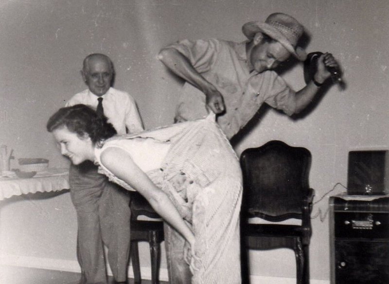 country girl belt spanked in her overalls