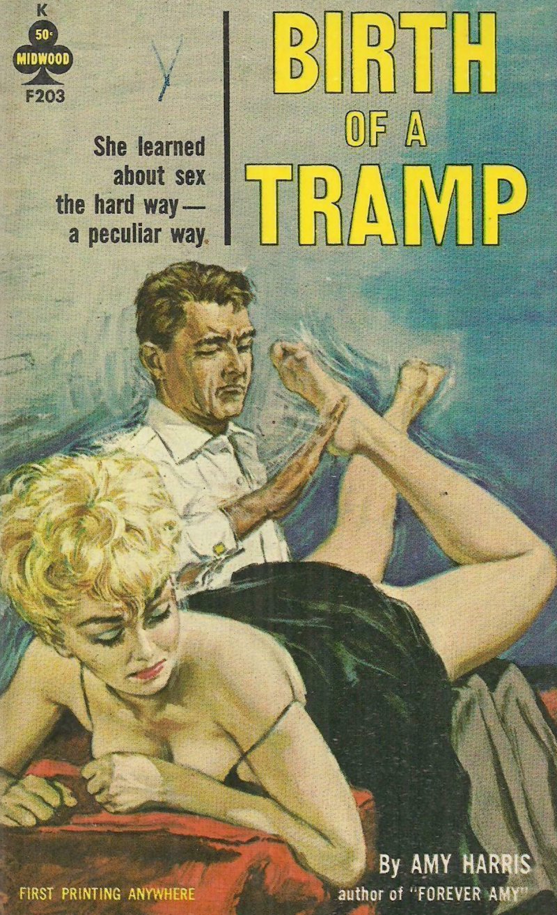spanking cover on pulp novel birth of a tramp by Amy Harris