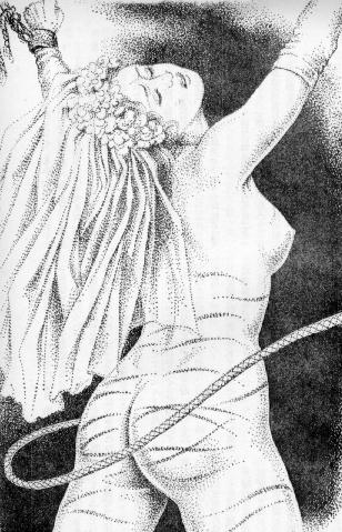 bride gets whipped with a bullwhip