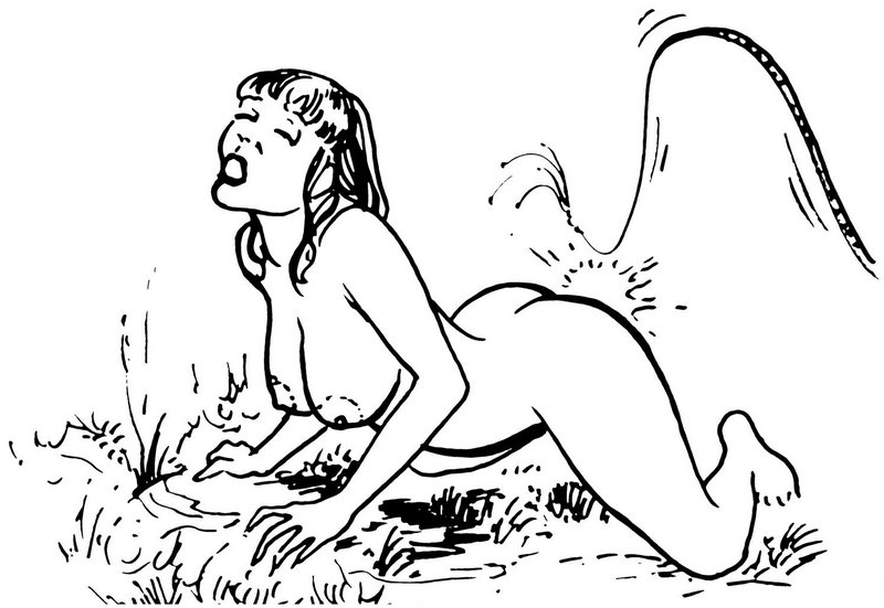 nude woman bullwhipped in the grass and enjoying her whipping