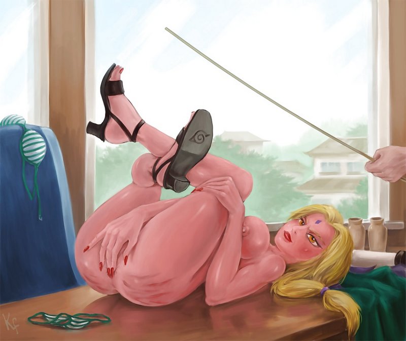 welted blonde is masturbating herself during a brutal and humiliating caning