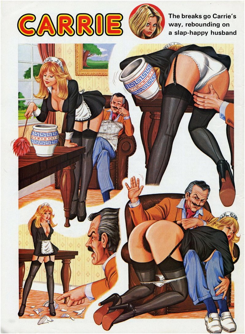 Carrie as a uniformed French maid getting spanked for breaking a vase