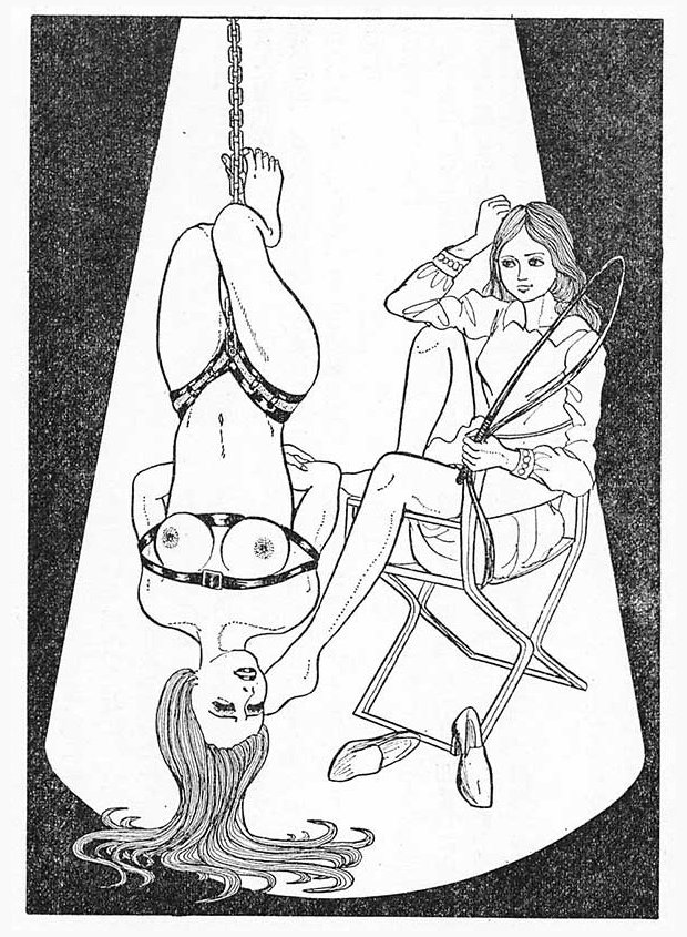 slow whipping bondage illustration from Kitan Club magazine