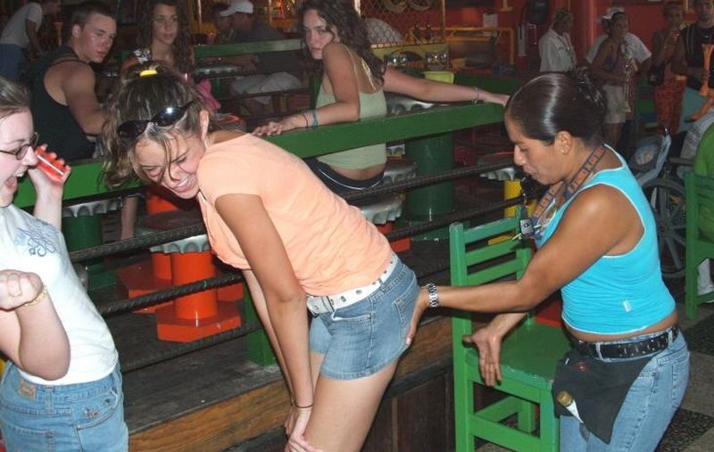 public bar birthday spanking from a server