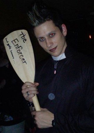 guy with enforcer paddle