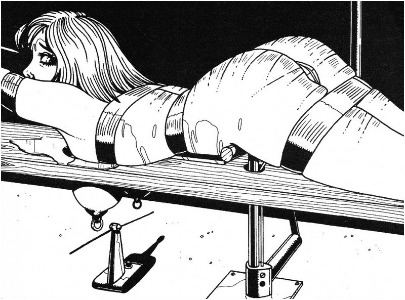 strapped to a fancy spanking bench