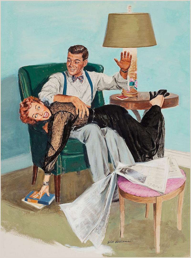 spanked for messing up her new husband's newspaper when he ignored her