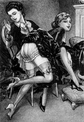 girls spanking vintage art