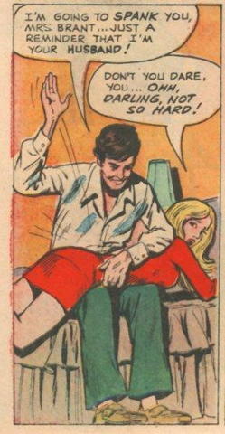 comic book panel in which husband spanks wife