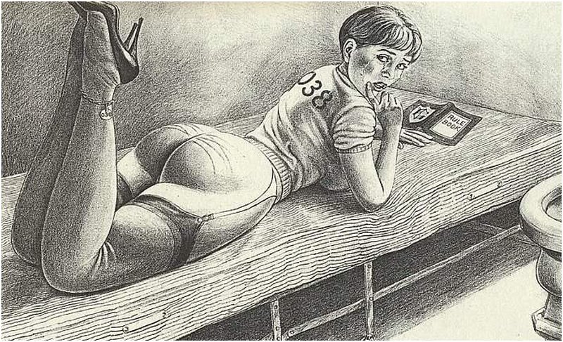 caned prisoner crying in her cell