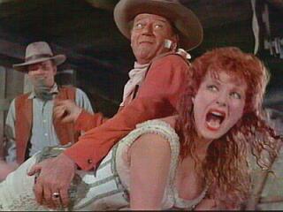 Maureen O'Hara spanked by John Wayne in McClintock