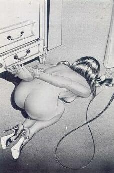 hands tied and kneeling nicely for her whipping