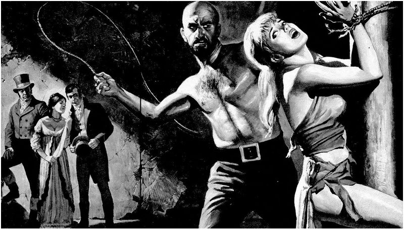whipping illustration in pulp magazine