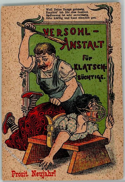 brank gossip wife beaten on New Years postcard
