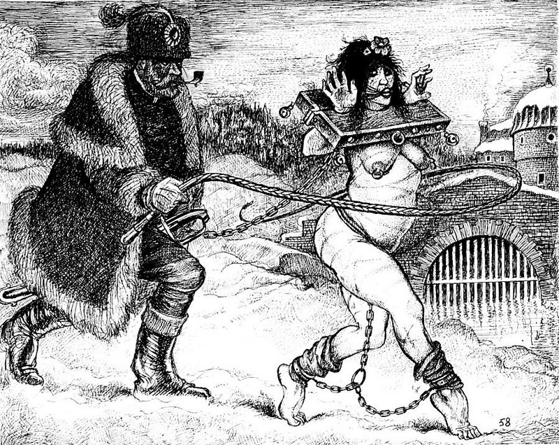 a painful chained stroll in the snow for Princess Melanie