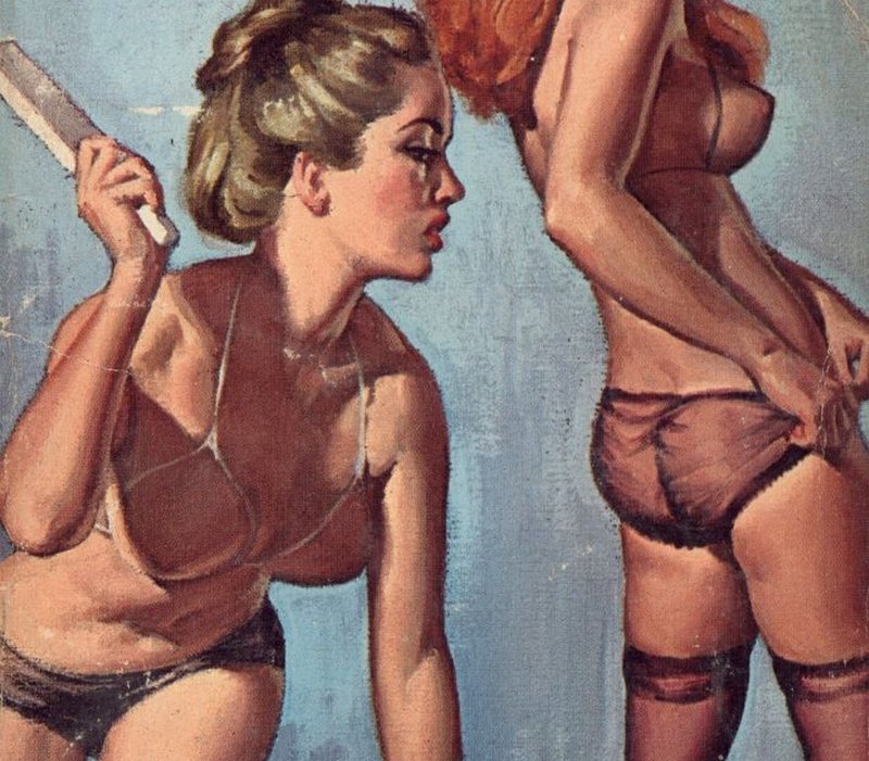 lesbian spanking pulp art
