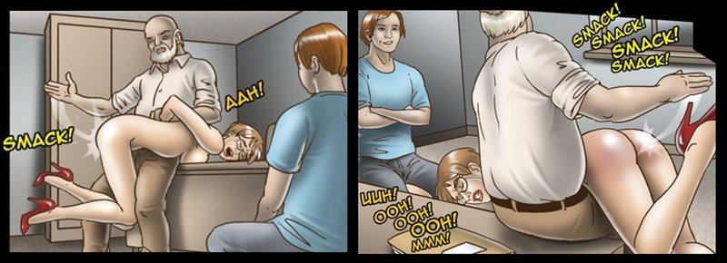 principal spanks pretty female student while her boyfriend watches