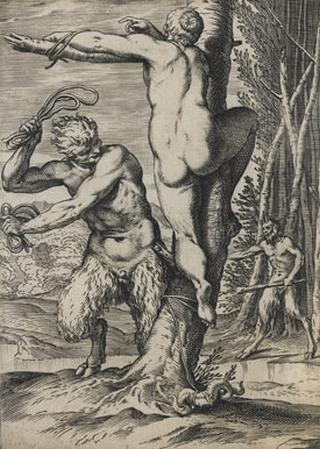 tied nymph getting flogged with a bundle of rope