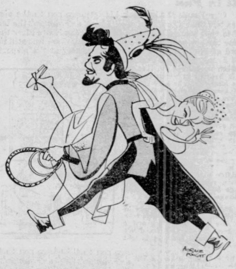 whip in one hand, woman about to be whipped carried over his other shoulder