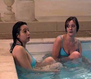 rebellious girls in the pool without permission