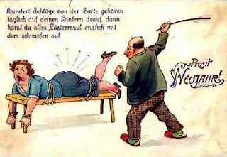 new years wife spanking postcard