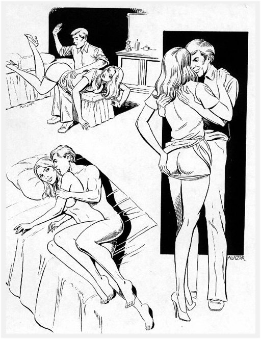 Bare bottomed OTK spanking and aftercare artwork