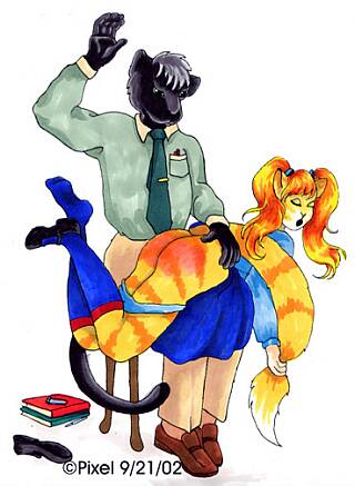 kitty spanking - furry art