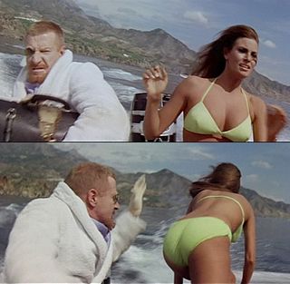 Raquel Welch appear to get a spanking in the movie Fathom