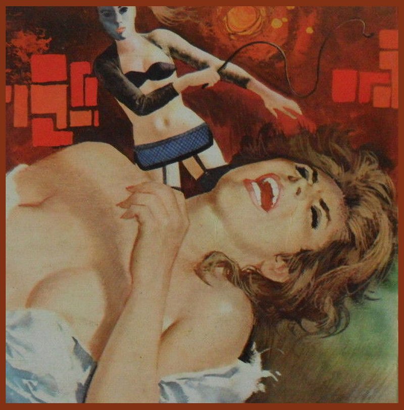 woman in dungeon whipped by masked lesbian