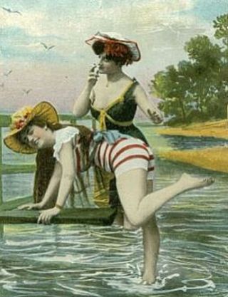 bathing beauties spanking postcard