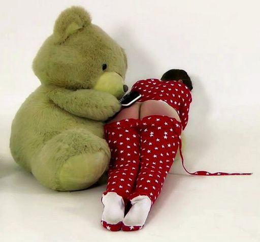 spanked by the big teddy bear