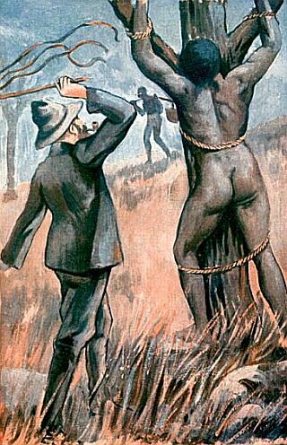 male slave tied to a tree and whipped